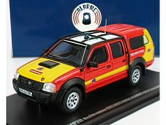 NISSAN - NP300 DOUBLE CABINE PICK-UP CLOSED SECURITE CIVILE 2011 - RED YELLOW /ALARME 1/43 ミニカー