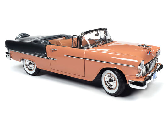 1955 Chevrolet Bel Air Convertible in Coral and Shadow Gray /AMEAMERICAN MUSCLE 1/18 ミニカー