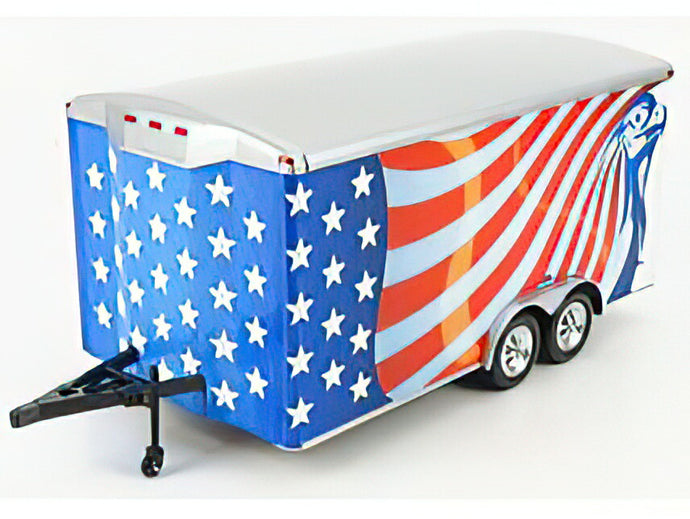 ACCESSORIES - CAR TRANSPORTER TRAILER 2000 - RED WHITE BLUE  /AutoWorld 1/18 ミニカー