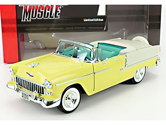 CHEVROLET - BEL AIR CABRIOLET OPEN 1955 - YELLOW SILVER  /AutoWorld 1/18 ミニカー