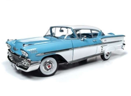 【予約】4月以降発売予定Chevrolet 1958 Chevy Bel Air Impala, cashmere blue /Autoworld 1/18 ミニカー