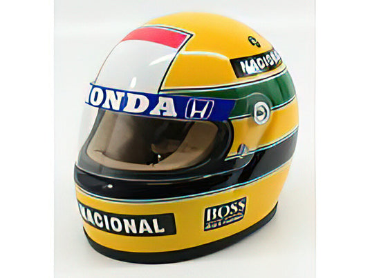 F1 CASCO HELMET TEAM HONDA McLAREN WORLD CHAMPION 1988 AYRTON SENNA - YELLOW GREEN/BELL HELMET 1/2 ヘルメットレプリカ ミニチュア