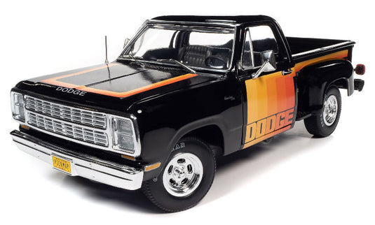 1980 Dodge Step Side Pickup Truck in Black with Multi-Colored Sport Stripesh /AutoWorld 1/18 ミニカー