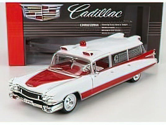 CADILLAC - ELDORADO AMBULANCE 1959 - WHITE RED /AutoWorld 1/18 ミニカー