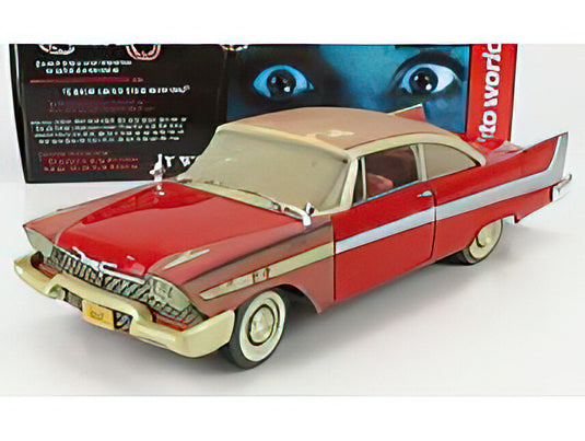 PLYMOUTH - FURY COUPE THE RESTORATION OF AN EVIL 1958 - CHRISTINE LA MACCHINA INFERNALE - RED WHITE  /AutoWorld 1/18 ミニカー