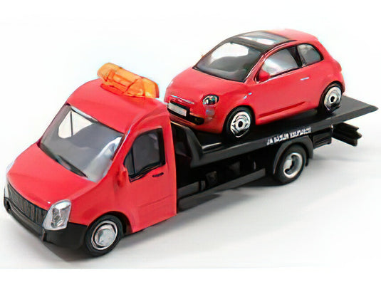 MERCEDES BENZベンツ SPRINTER SOCCORSO STRADALE WITH FIAT NUOVA 500 2007 - CARRO ATTREZZI - WRECKER ROAD SERVICE - RED /BURAGO  1/43 ミニカー
