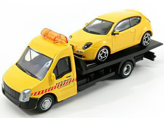 MERCEDES BENZベンツ SPRINTER SOCCORSO STRADALE WITH ALFA ROMEO MITO 2010 - CARRO ATTREZZI - WRECKER ROAD SERVICE - YELLOW /BURAGO  1/43 ミニカー