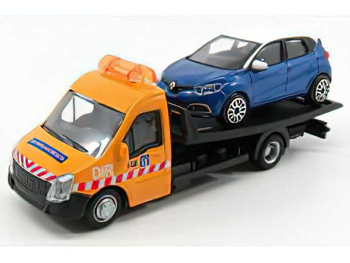 MERCEDES BENZベンツ SPRINTER SOCCORSO STRADALE WITH RENAULT CAPTUR - CARRO ATTREZZI - WRECKER ROAD SERVICE - YELLOW BLUE /BURAGO  1/43 ミニカー