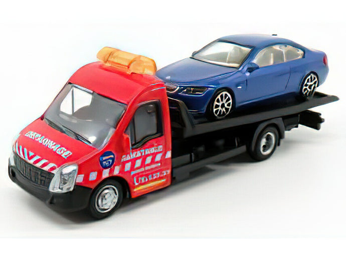 MERCEDES BENZベンツ SPRINTER SOCCORSO STRADALE WITH BMW 6-SERIES - CARRO ATTREZZI - WRECKER ROAD SERVICE - RED BLUE /BURAGO  1/43 ミニカー