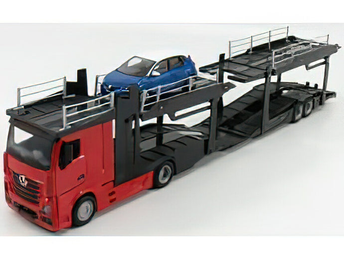 MERCEDES BENZ - ACTROS 2 2545 TRUCK CAR TRANSPORTER 2016 WITH RENAULT CAPTUR - RED BLACK /BURAGO 1/43 ミニカー