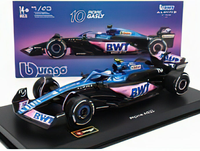 RENAULT - F1 A523 TEAM BWT ALPINE F1 N 10 SEASON 2023 PIERRE GASLY - CON PILOTA E VETRINA - WITH PILOT AND SHOWCASE - BLUE BLACK PINK /BURAGO 1/43 ミニカー