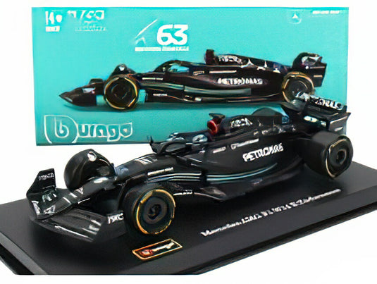 MERCEDES GP - F1 W14 TEAM MERCEDES-AMG PETRONAS FORMULA ONE N 63 SEASON 2023 GEORGE RUSSEL - CON PILOTA E VETRINA - WITH PILOT AND SHOWCASE - MATT BLACK /BURAGO 1/43 ミニカー