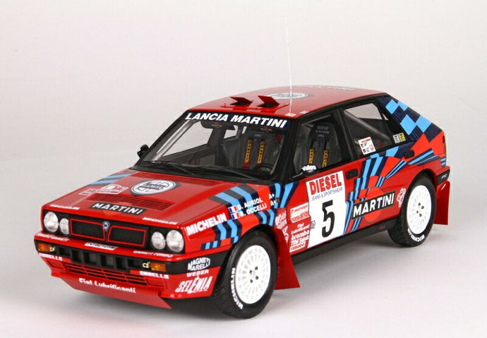 LANCIA | DELTA HF INTEGRALE 16V MARTINI N 5 RALLY SANREMO 1989 D.AURIOL - B.OCCELLI | RED WHITE BLUE /BBR 1/18 ミニカー