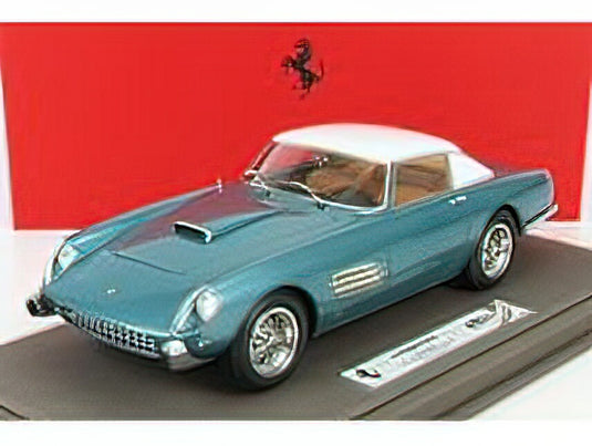 FERRARI - 410 SUPERFAST 4.9 s/n0719 SA SEBRING COUPE 1965 - CON VETRINA - WITH SHOWCASE - TURQUOISE MET/BBR 1/18 ミニカー