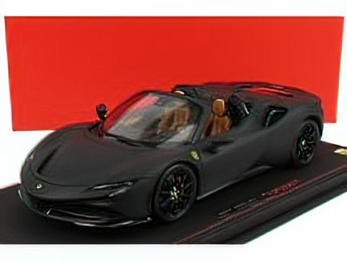 FERRARI - SF90 STRADALE HYBRID SPIDER 1000hp OPEN ROOF 2020 - CON VETRINA - WITH SHOWCASE - NERO OPACO - MATT BLACK/BBR 1/18 ミニカー