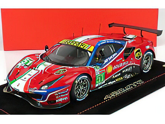 FERRARIフェラーリ 488 GTE EVO 3.9L TURBO V8 TEAM AF CORSE N 51 2nd LMGTE PRO CLASS 24h LE MANS 2020 J.CALADO - A.PIER GUIDI - S.SERRA - CON VETRINA - WITH SHOWCASE - RED WHITE BLUE /BBR 1/18 ミニカー