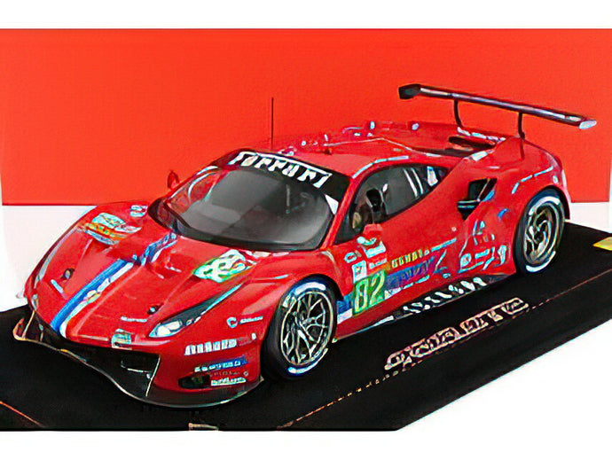 FERRARIフェラーリ 488 GTE EVO 3.9L TURBO V8 TEAM RISI N 82 LMGTE PRO CLASS 24h LE MANS 2020 S.BOURDAIS - J.GOUNON - O.PLA - CON VETRINA - WITH SHOWCASE - RED /BBR 1/18 ミニカー