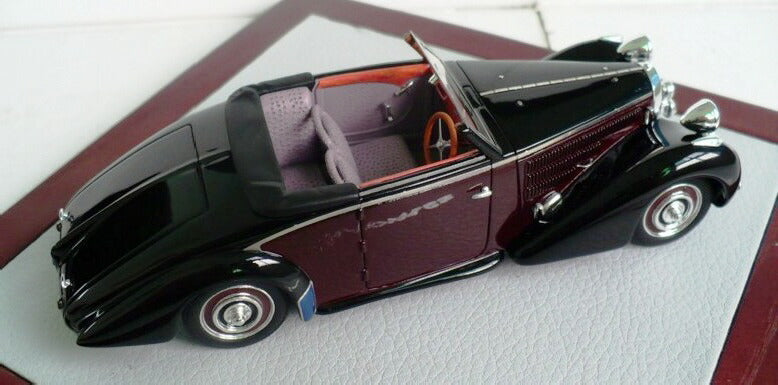 ギャラリービューアに画像をロードする, ブガッティ T57 Aravis 1938 Cabriolet DIeteren  57589  ブラック/バーガンディー 120台限定/ilarioイラリオ 1/43 レジン　ミニカー
