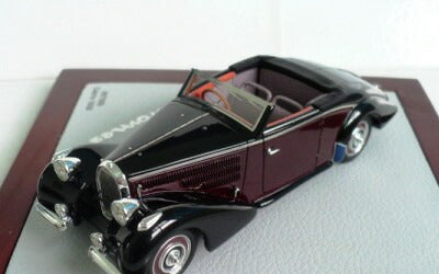 ギャラリービューアに画像をロードする, ブガッティ T57 Aravis 1938 Cabriolet DIeteren  57589  ブラック/バーガンディー 120台限定/ilarioイラリオ 1/43 レジン　ミニカー
