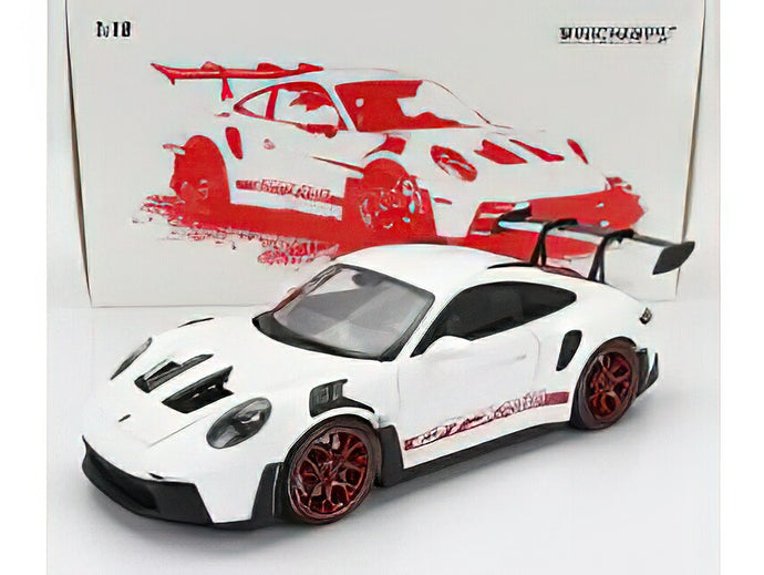 PORSCHE - 911 992 GT3 RS COUPE 2022 - RED RIMS - WHITE RED /ミニチャンプス 1/18 ミニカー
