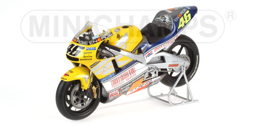 HONDAホンダ| NSR500 TEAM NASTRO AZZURRO N 46 GP LE MANS 2001 VALENTINO ROSSI WORLD CHAMPION | YELLOW WHITE /Minichampsミニチャンプス 1/12 ミニカー