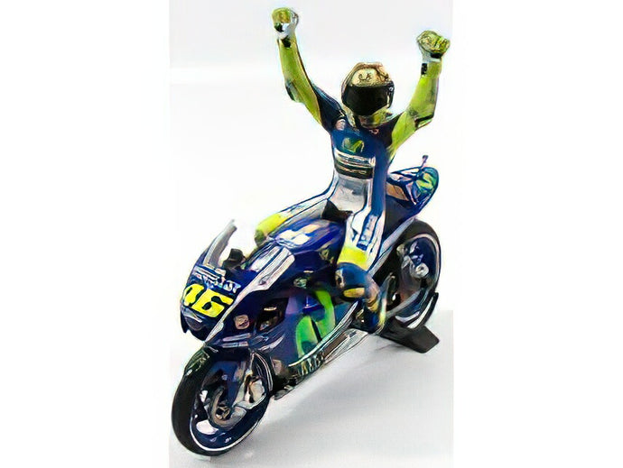 YAMAHA - YZR-M1 TEAM YAMAHA FACTORY RACING N 46 WINNER MOTOGP SILVERSTONE 2015 WITH FIGURE VALENTINO ROSSI - BLUE MET WHITE /Minichamps 1/12 ミニカー