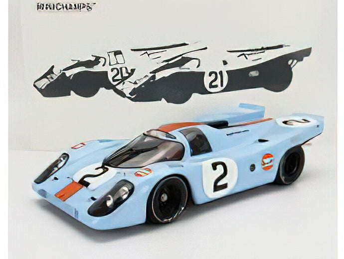 PORSCHE - 917K 4.5L GULF TEAM JOHN WYER AUTOMOTIVE ENGINEERING N 2 WINNER 24h DAYTONA 1970 P.RODRIGUEZ - L.KINNUNEN - B.REDMAN - LIGHT BLUE ORANGE /Minichampsミニチャンプス 1/12ミニカー
