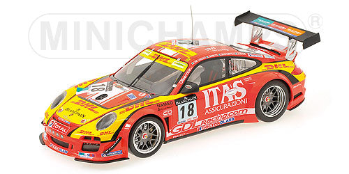 PORSCHEポルシェ | 911 997 DE LORENZI RACING N 18 24h SPA 2011 DE LORENZI - BONETTI - CACCIA - BONTEMPELLI | RED YELLOW /Minichampsミニチャンプス 1/18 ミニカー