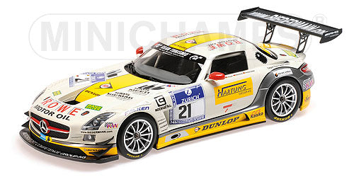 MERCEDES BENZメルセデスベンツ | SLS AMG GT3 ROWE RACING N 21 24h NURBURGRING 2013 HARTUNG - HEYER - REHFELD - HOHENADEL | WHITE YELLOW GREY /Minichampsミニチャンプス 1/18 ミニカー