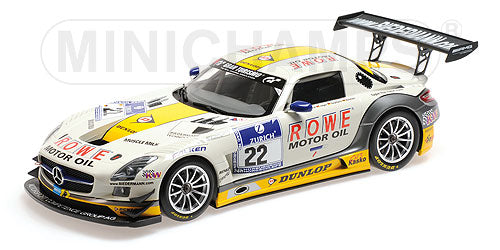 MERCEDES BENZメルセデスベンツ | SLS AMG GT3 ROWE RACING N 22 24h NURBURGRING 2013 GRAF - JAGER - SEYFFARTH - BASTIAN | WHITE YELLOW GREY /Minichampsミニチャンプス 1/18 ミニカー