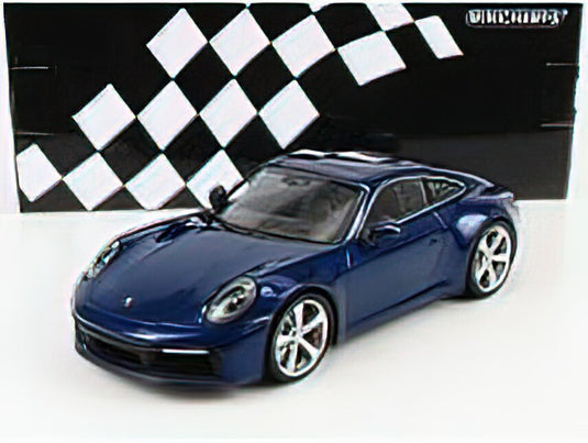 PORSCHE - 911 992 4S CARRERA COUPE 2019 WITH US LICENSE PLATE - GENTIAN BLUE MET /Minichamps 1/18 ミニカー