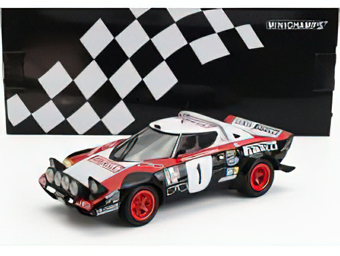 LANCIA - STRATOS HF PIRELLI (night version) N 1 WINNER RALLY DYNAVIT SAARLAND 1978 WALTER ROHRL - CHRISTIAN GEISTDORFER - RED BLACK WHITE /ミニチャンプス 1/18 ミニカー