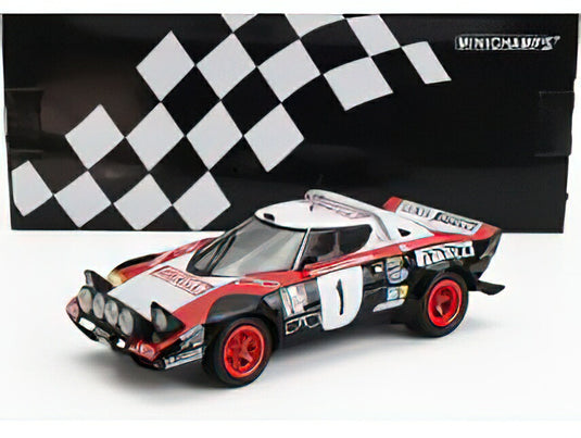 LANCIA - STRATOS HF PIRELLI (night version) N 1 WINNER RALLY DYNAVIT SAARLAND 1978 WALTER ROHRL - CHRISTIAN GEISTDORFER - RED BLACK WHITE /ミニチャンプス 1/18 ミニカー