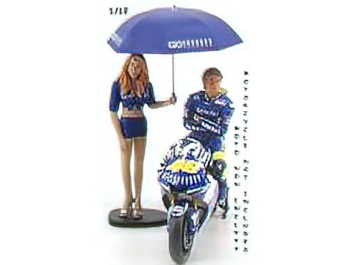 フィギュア- PILOTA VALENTINO ROSSI E RAGAZZA OMBRELLINA MOTOGP 2004 - WORLD CHAMPION - BLUE YELLOW /Minichampsミニチャンプス 1/12 ミニカー