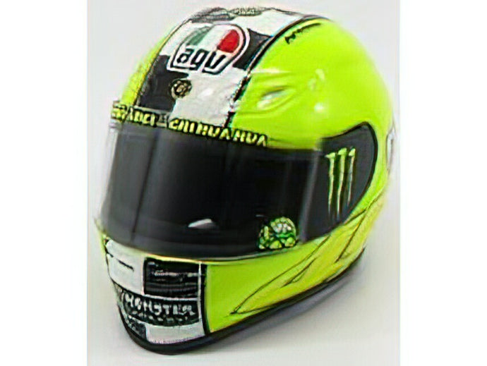 AGV - CASCO HELMET VALENTINO ROSSI MOTOGP WINTER TEST 2009 WORLD CHAMPION - YELLOW BLACK WHITE /Minichampsミニチャンプス ヘルメット レプリカ 1/2