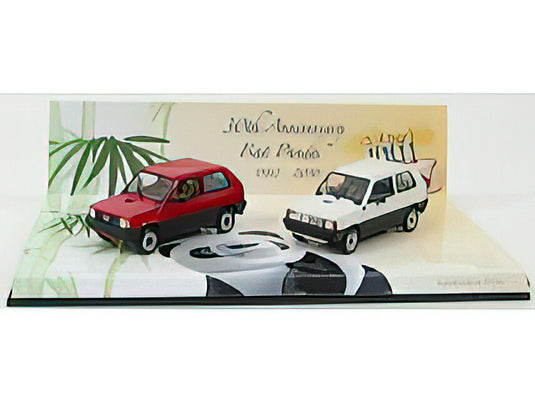 FIAT - SET 2X PANDA 30th ANNIVERSARY - RED WHITE /Minichamps 1/43 ミニカー