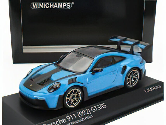 PORSCHE - 911 992 GT3 RS COUPE 2023 - SILVER WHEELS - LIGHT BLUE BLACK /ミニチャンプス 1/43 ミニカー