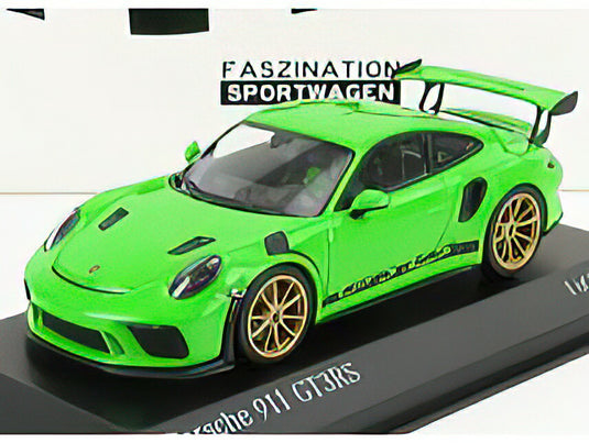 PORSCHE - 911 991-2 GT3 RS COUPE 2018 - GOLDEN RIMS - LIZARD GREEN /Minichamps 1/43 ミニカー