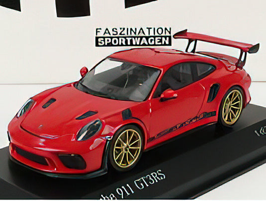 PORSCHE - 911 991-2 GT3 RS COUPE 2018 - GOLD RIMS - GUARDS RED /Minichamps 1/43 ミニカー