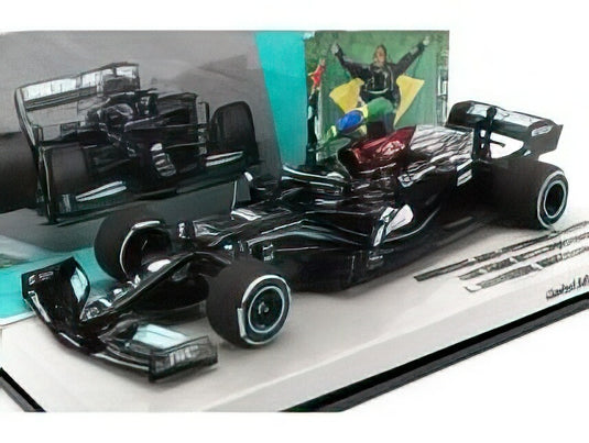 MERCEDES GP - F1 W12 MERCEDES M12 EQ POWER+ TEAM AMG PETRONAS MOTORSPORT FORMULA ONE N 44 WINNER BRAZILIAN GP (WITH FLAG) 2021 LEWIS HAMILTON - BLACK GREEN /Minichamps 1/43 ミニカー