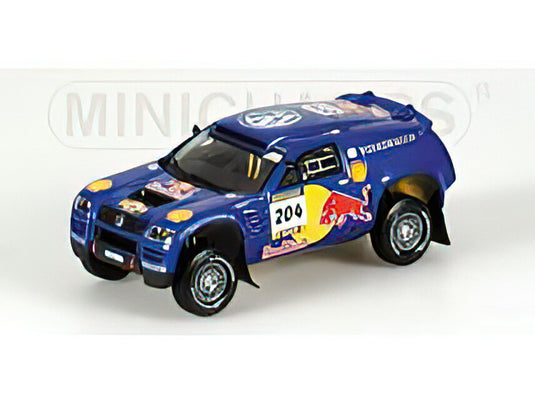 VOLKSWAGEN - RACE TOUAREG RED BULL N 204 RALLY PARIS DAKAR 2004 KLEINSCHMIDT - PONS - BLUE MET RED YELLOW /Minichamps 1/43 ミニカー