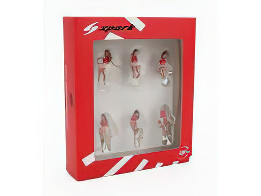 FIGURES - SET 6X GRID GIRLS 1990s - PINK RED /Spark 1/43ミニカー