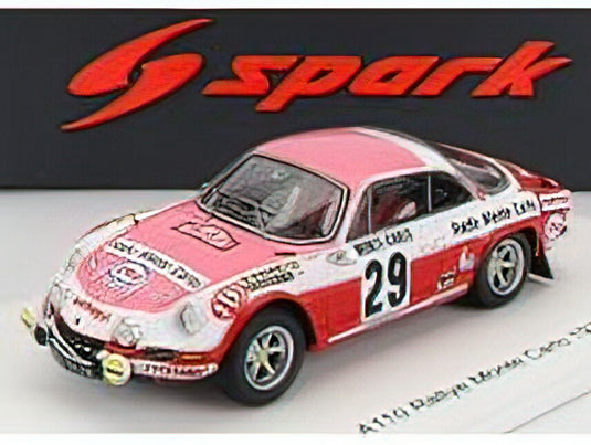 RENAULT - ALPINE A110 1600S N 29 RALLY MONTECARLO 1973 P.MOSS - E.CRELLIN - PINK WHITE RED /SPARK 1/43 ミニカー