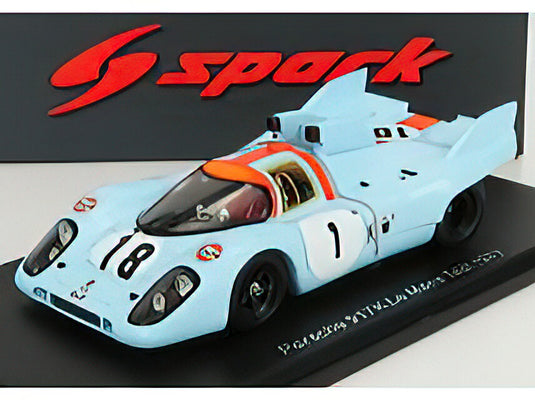 PORSCHEポルシェ 917LH 4.9L TEAM JOHN WYER AUTOMOTIVE ENGINEERING LTD. N 18 24h LE MANS TEST 1971 J.OLIVER - LIGHT BLUE ORANGE  /SPARK  1/43 ミニカー