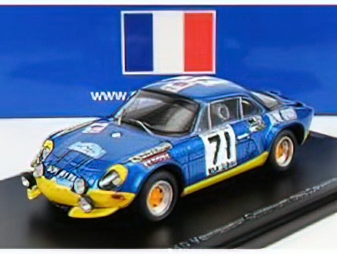 RENAULT - ALPINE A110 1600S N 71 WINNER RALLY CRITERIUM DES CEVENNES 1971 B.DARNICHE - A.MAHE - BLUE MET YELLOW /Sparkスパーク 1/43 ミニカー