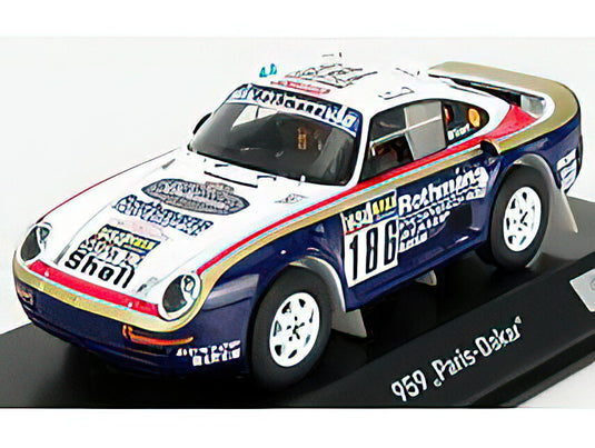 PORSCHEポルシェ 959 TEAM ROTHMANS PORSCHE N 186 RALLY PARIS DAKAR 1985 R.METGE - D.LEMOINE - BLUE WHITE RED  /SPARK  1/43 ミニカー