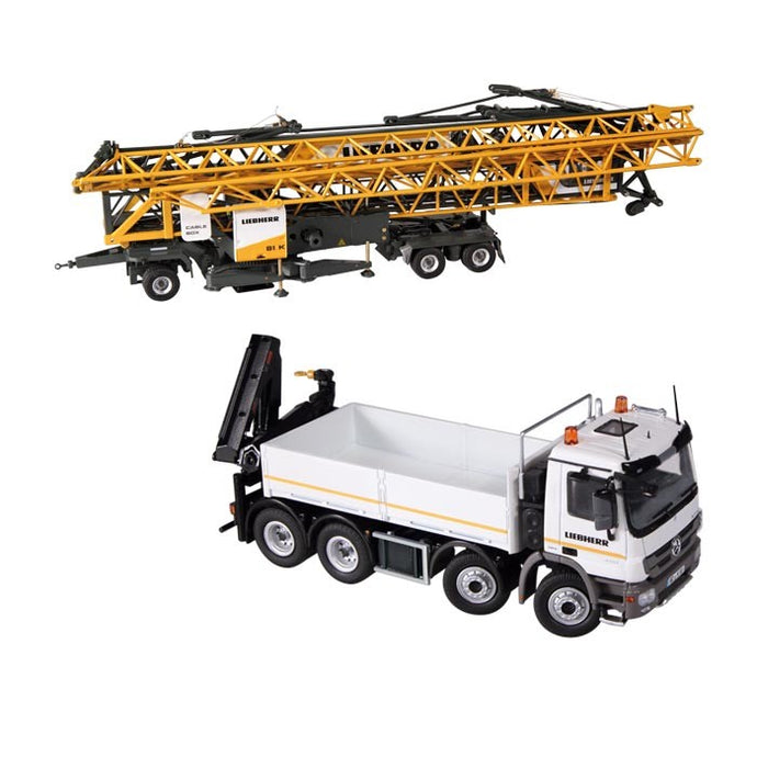 MERCEDES BENZ ACTROSメルセデスベンツアクトロス LIEBHERRリープヘル 81 K SET platform with crane /NZG 1/50 建設機械模型