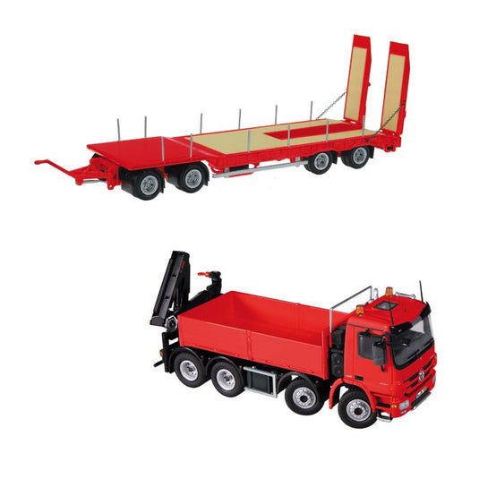 【予約】2014年発売予定メルセデスベンツアクトロス 8X4PLATFORM WITH CRANE + ノーテブーム ASD40 IM SET Platform with crane + Nooteboom ASD40 red  トラック クレーン/NZG 1/50 建設機械模型　ミニカー