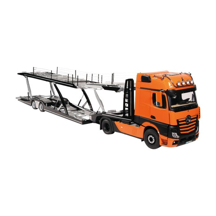 【予約】MERCEDES BENZ ACTROS GIGASPACE 4X2 & LOHR CAR TRANSPORTER  積載車キャリアカー オレンジ /建設機械模型 工事車両 NZG 1/18 ミニチュア