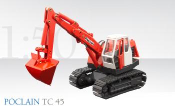 POCLAIN TC 45  油圧ショベル ユンボ 　2929/0  /CONRADコンラート建設機械 工事車両 1/50 ミニチュア 重機